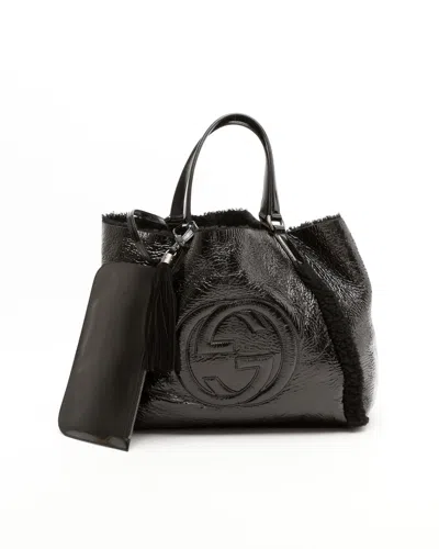 Gucci Soho Patent Tote Bag In Black