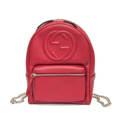 Pre-owned Gucci Soho Red Color Leather Backpack ()