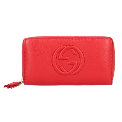 Pre-owned Gucci Soho Red Color Leather Long Wallet (bi-fold) ()