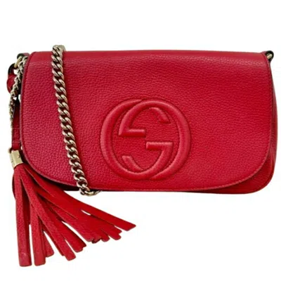 Pre-owned Gucci Soho Red Color Leather Shoulder Bag ()