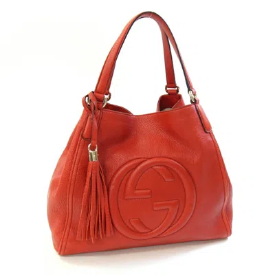 Pre-owned Gucci Soho Red Color Leather Tote Bag ()