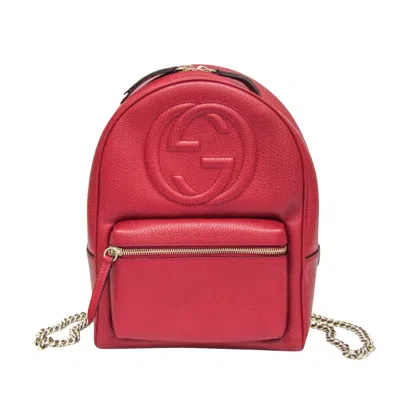 Pre-owned Gucci Soho Red Leather Backpack Bag ()