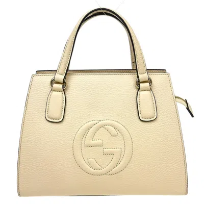 Pre-owned Gucci Soho Shoulder Bag Leather White Leather Handbag ()