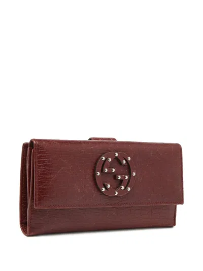 Pre-owned Gucci Soho Studded Wallet In Brown