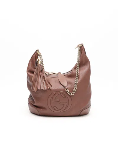Gucci Soho Tassel Chain Hobo Bag In Brown