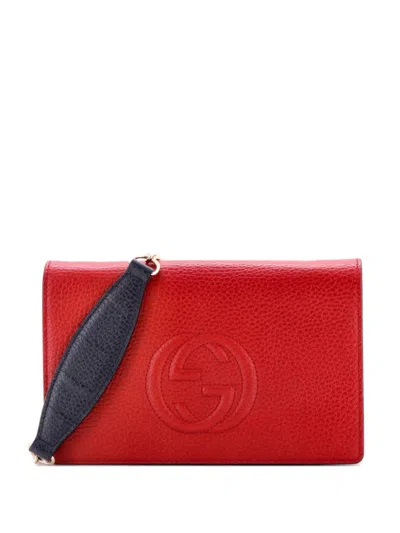 Pre-owned Gucci Soho Wallet On Chain Leather Crossbody Bag In Red