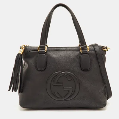 Pre-owned Gucci Soho Working Black Leather Tote
