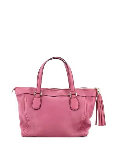 Pre-owned Gucci Soho Zip Leather Small Tote Bag In Pink