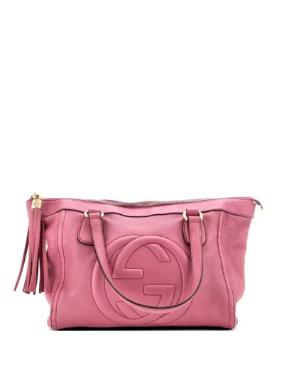 Pre-owned Gucci Soho Zip Leather Small Tote Bag In Pink