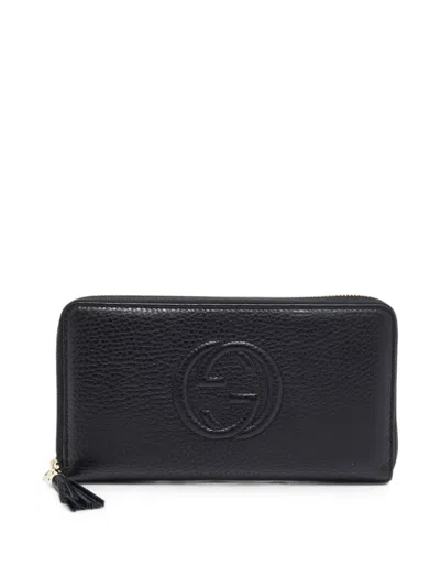 Pre-owned Gucci Soho Zip-around Wallet In Black