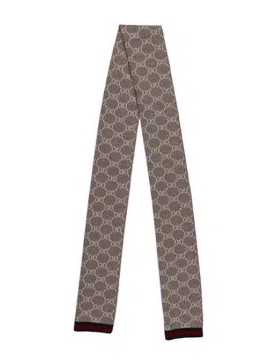 Pre-owned Gucci Solange Tricot Wool Scarf In Gray