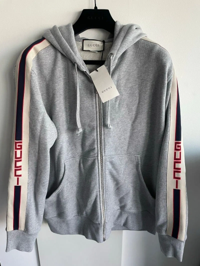 Pre-owned Gucci Sold Out Limited Edition  Logo Track Hooded Jacket In Grey