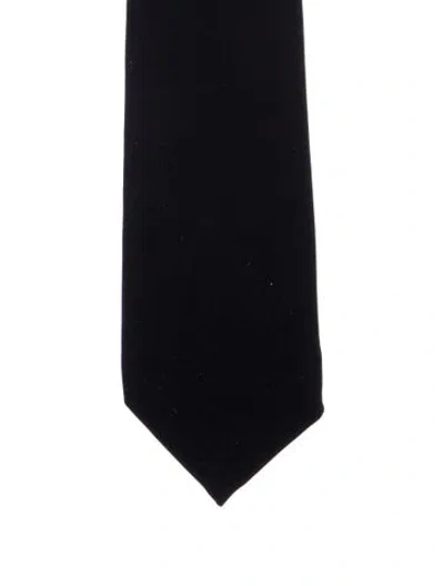 Pre-owned Gucci Solid Black Tie In Blue