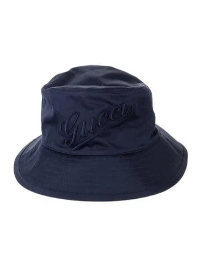Pre-owned Gucci Solid Bucket Hat W/tags In Blue