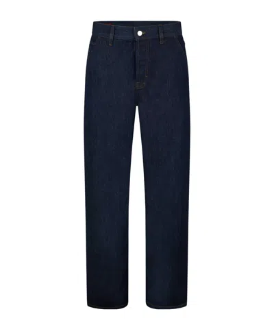 Gucci Solid Color Cargo Jeans In Blue