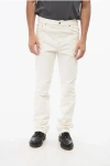 Gucci Solid Color Jeans With Golden Buttons And Frayed Hem 19cm In Neutral