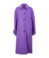 Gucci Solid Color Wool Overcoat In Purple