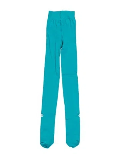 Pre-owned Gucci Solid Embroidered Tights In Blue