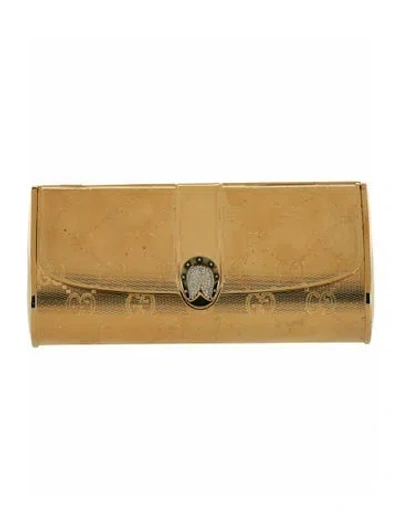 Pre-owned Gucci Solid Evening Bag Clutch W/ Tags In Gold