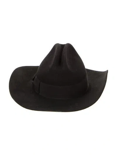 Pre-owned Gucci Solid Fedora Hat In Black