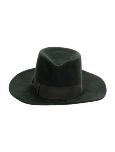 Pre-owned Gucci Solid Felt Fedora In Green