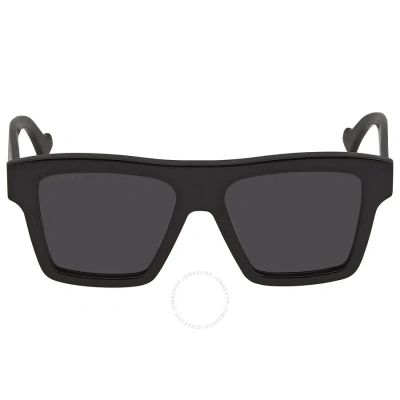 Gucci Solid Grey Rectangular Men's Sunglasses Gg0962s 005 55 In Black / Grey