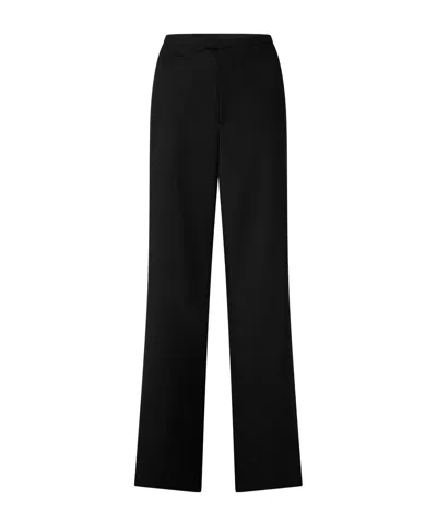 Gucci Solid High-waisted Straight-leg Trousers In Black
