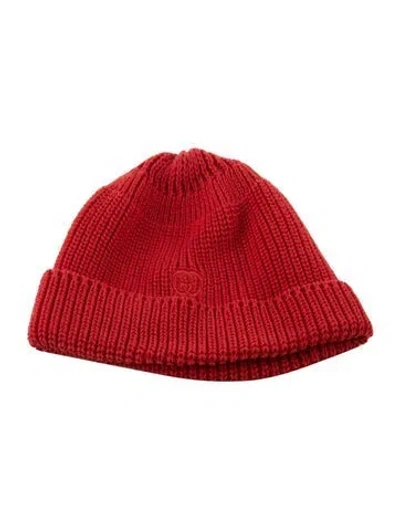 Pre-owned Gucci Solid Knit Embroidered Beanie In Orange