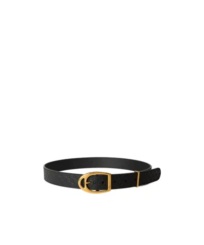 Gucci Solid Leather Belt In Black