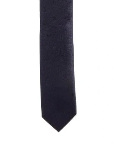 Pre-owned Gucci Solid Silk Tie. W/tags In Blue