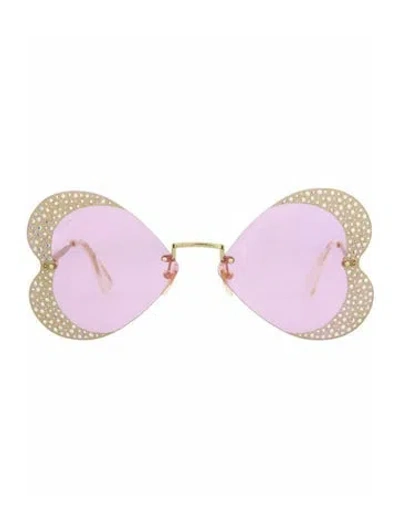 Pre-owned Gucci Solid Sunglasses W/ Tags In Gold