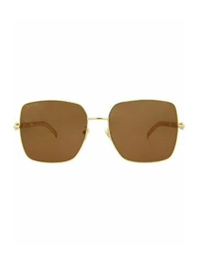 Pre-owned Gucci Solid Sunglasses W/ Tags In Gold
