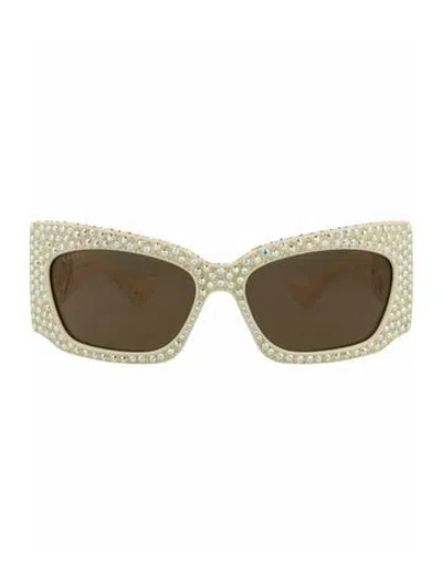 Pre-owned Gucci Solid Sunglasses W/ Tags In White