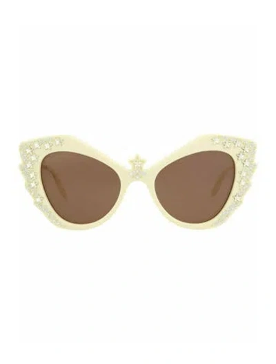 Pre-owned Gucci Solid Sunglasses W/ Tags In White