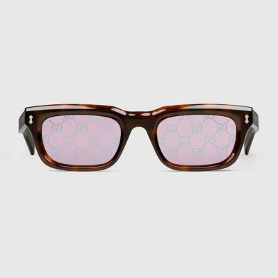 Gucci Rectangular Frame Sunglasses In Brown