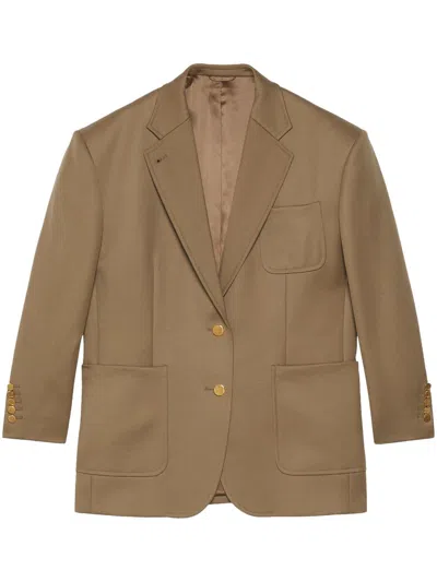 GUCCI SOPHISTICATED AND CHIC HORSEBIT-DETAIL WOOL BLAZER IN BEIGE FOR WOMEN