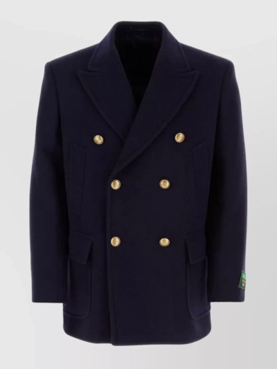 Gucci Sophisticated Double-breasted Wool Coat In Blue