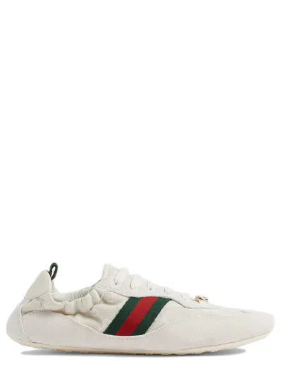 Gucci Sophisticated Gg Canvas Sneakers With Interlocking G Hardware In White
