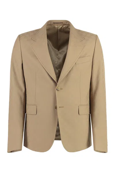 Gucci Single-breasted Two-button Jacket In Beige