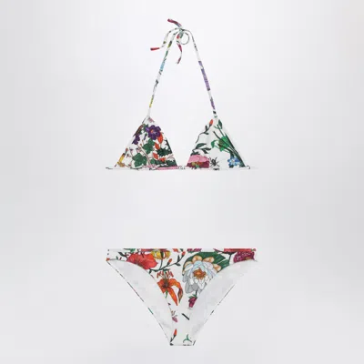Gucci Sparkling Jersey Bikini With  Flora Print In Multi