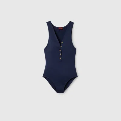 Gucci Sparkling Jersey Swimsuit In Blue