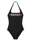Gucci Sparkling Web-print Halterneck Swimsuit