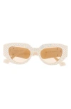 Gucci Special Edition 51mm Pavé Crystal Rectangular Sunglasses In Ivory Ivory Brown