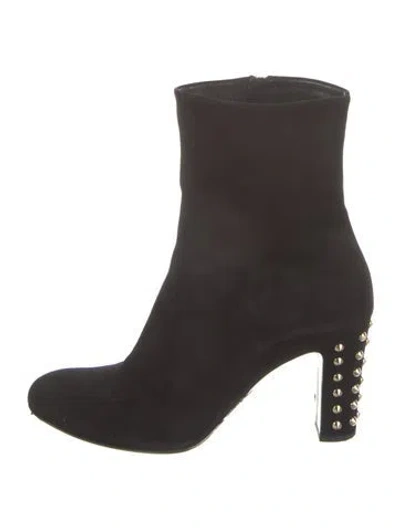 Pre-owned Gucci Spike Accents Suede Boots In Black