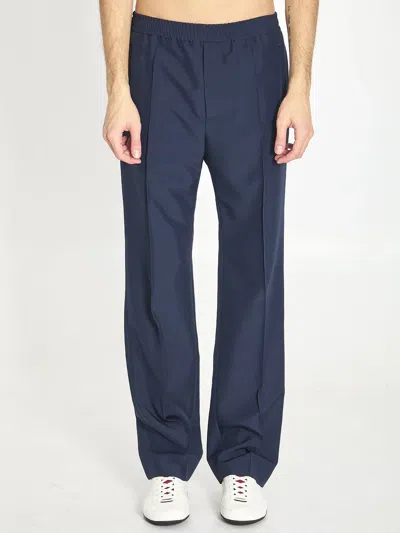 Gucci Sport Trousers In Technical Panama In Blue