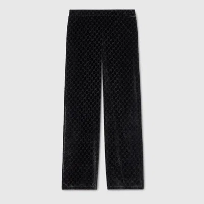 Gucci Men Gg Velvet Trousers In Black
