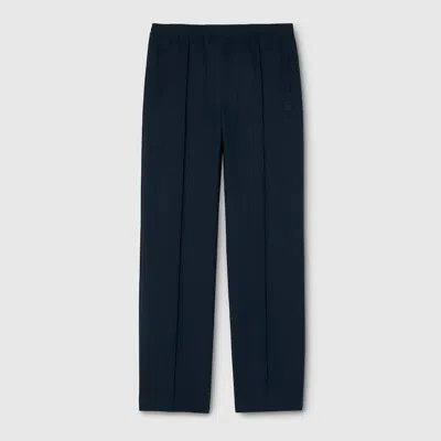 Gucci Men Dark Blue Technical Panama Sportswear Trousers In Multi