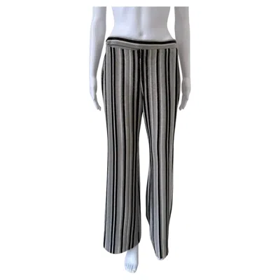 Pre-owned Gucci Spring/summer 2000 Unisex Silk Beaded Striped Flared Trousers In Gray