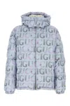 Gucci Printed Polyester Down Jacket In Blue