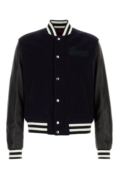 GUCCI BOMBER IN LANA BLU NOTTE UOMO